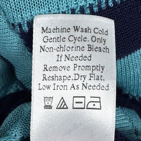 Coldwater Creek Cardigan Womens Large Blue Teal Stripe Open Front Knit USA Made - Picture 13 of 13